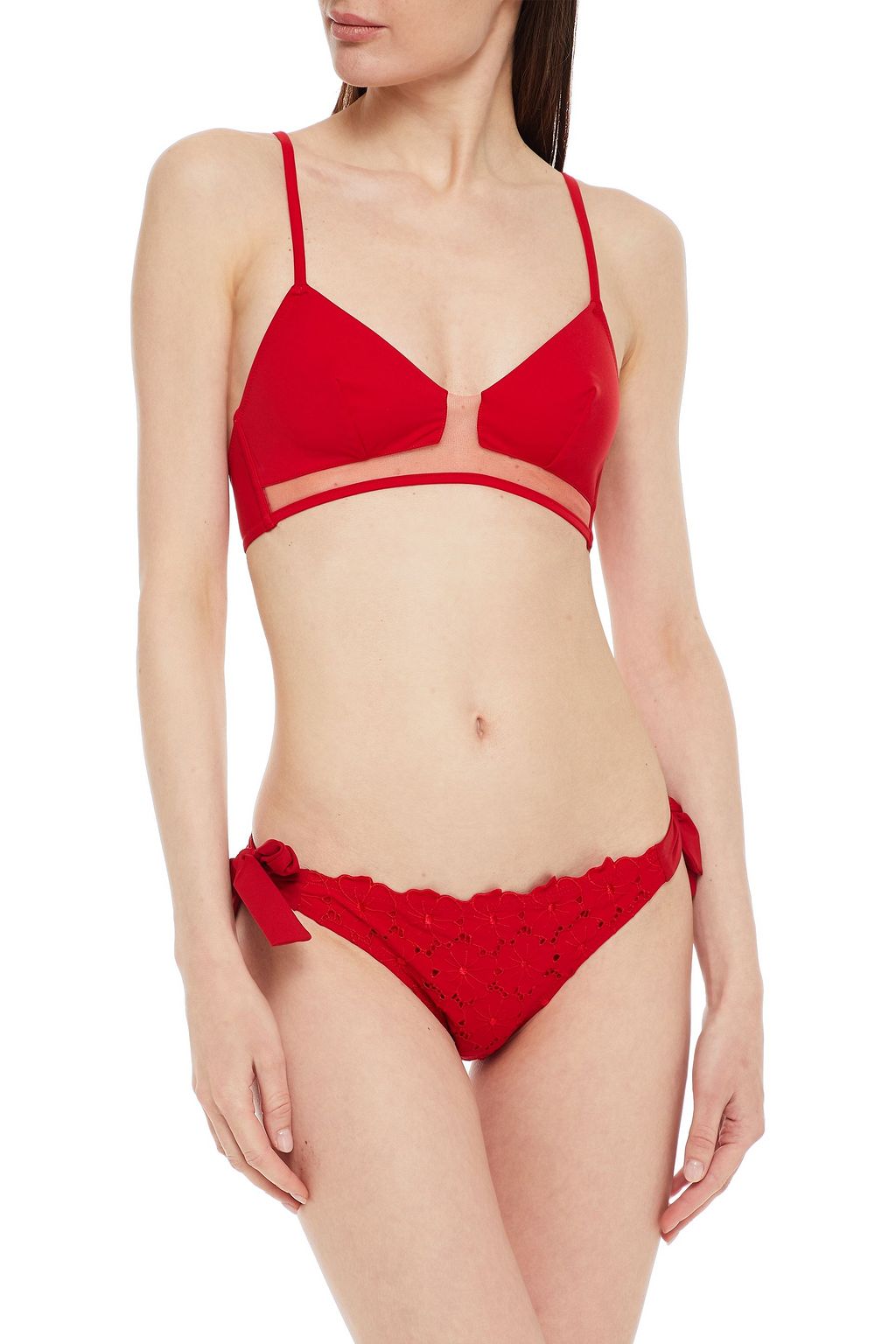 I.D. SARRIERI Mesh-trimmed triangle bikini top