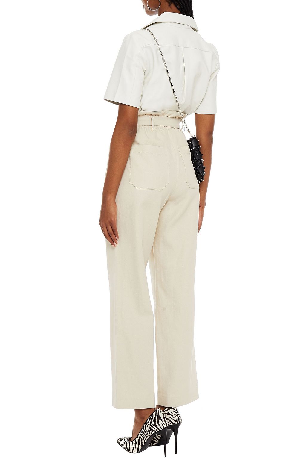 BA&SH Andrea belted cotton and linen-blend twill straight-leg pants