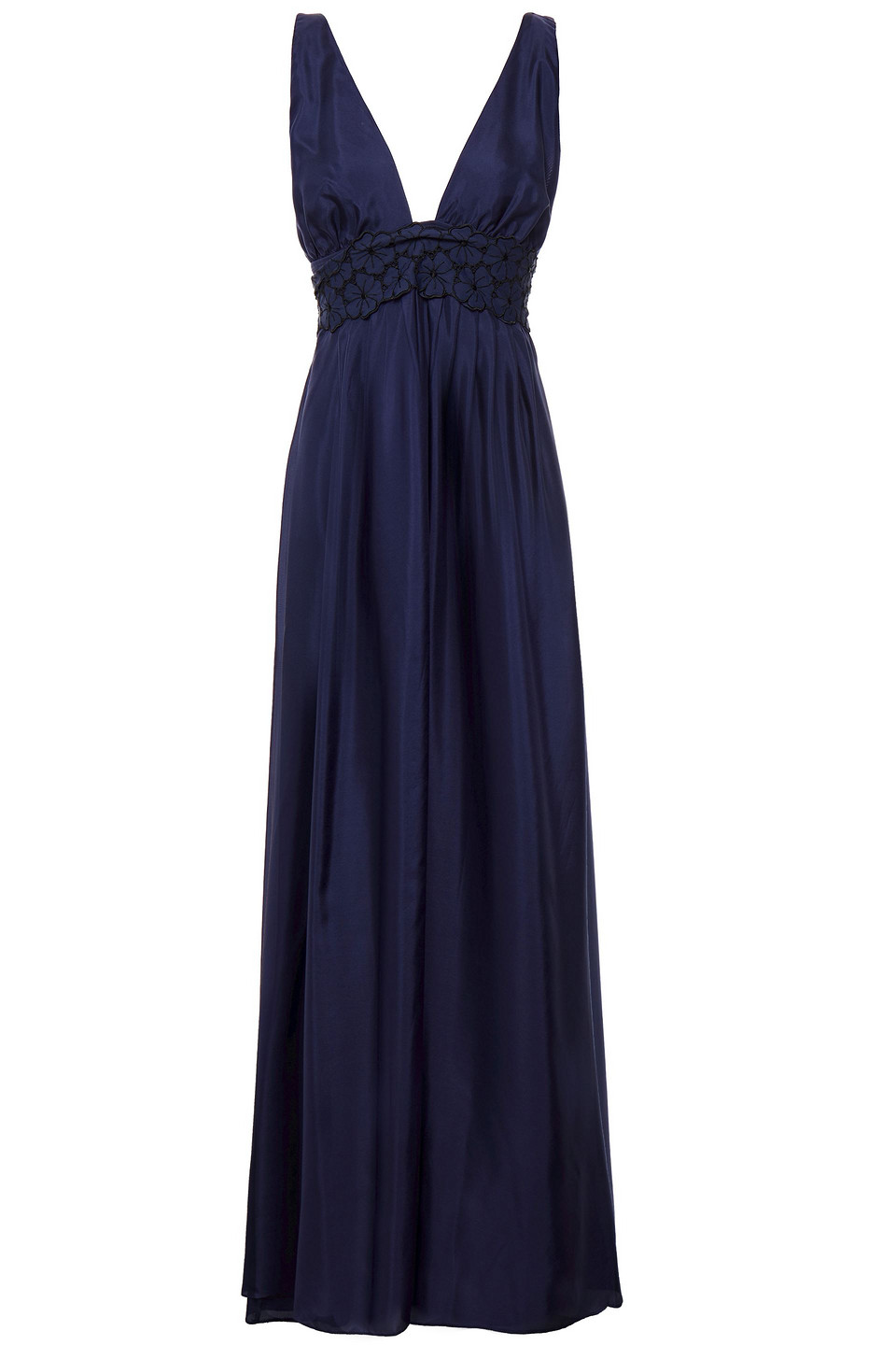 I.D. Sarrieri Embroidered pleated silk-blend voile maxi dress