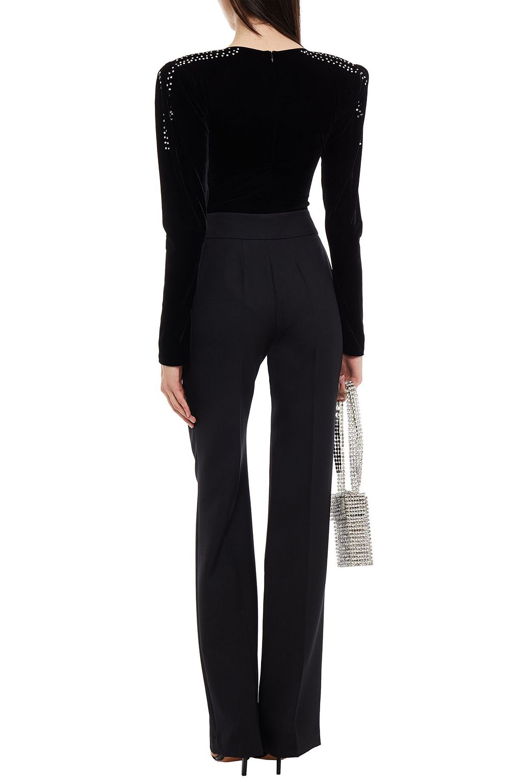 I.D. SARRIERI Swarovski crystal-embellished stretch-velvet bodysuit