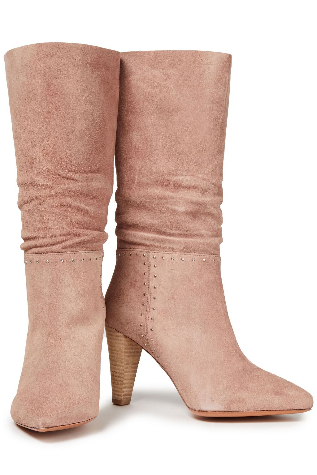 BA&SH Clem gathered studded suede boots