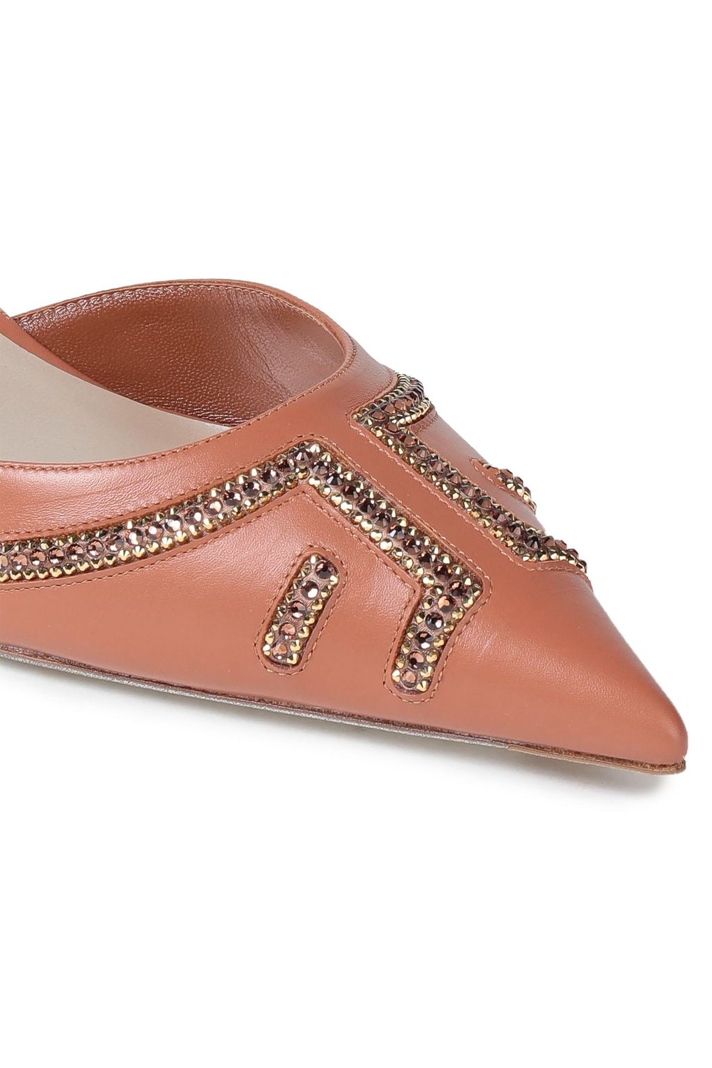 RENE' CAOVILLA Deena crystal-embellished leather slingback pumps