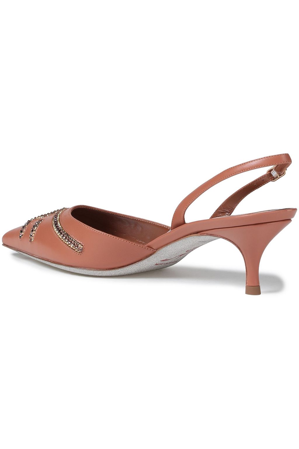 RENE' CAOVILLA Deena crystal-embellished leather slingback pumps