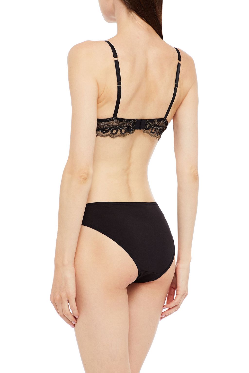I.D. SARRIERI Embroidered metallic stretch-tulle balconette bra