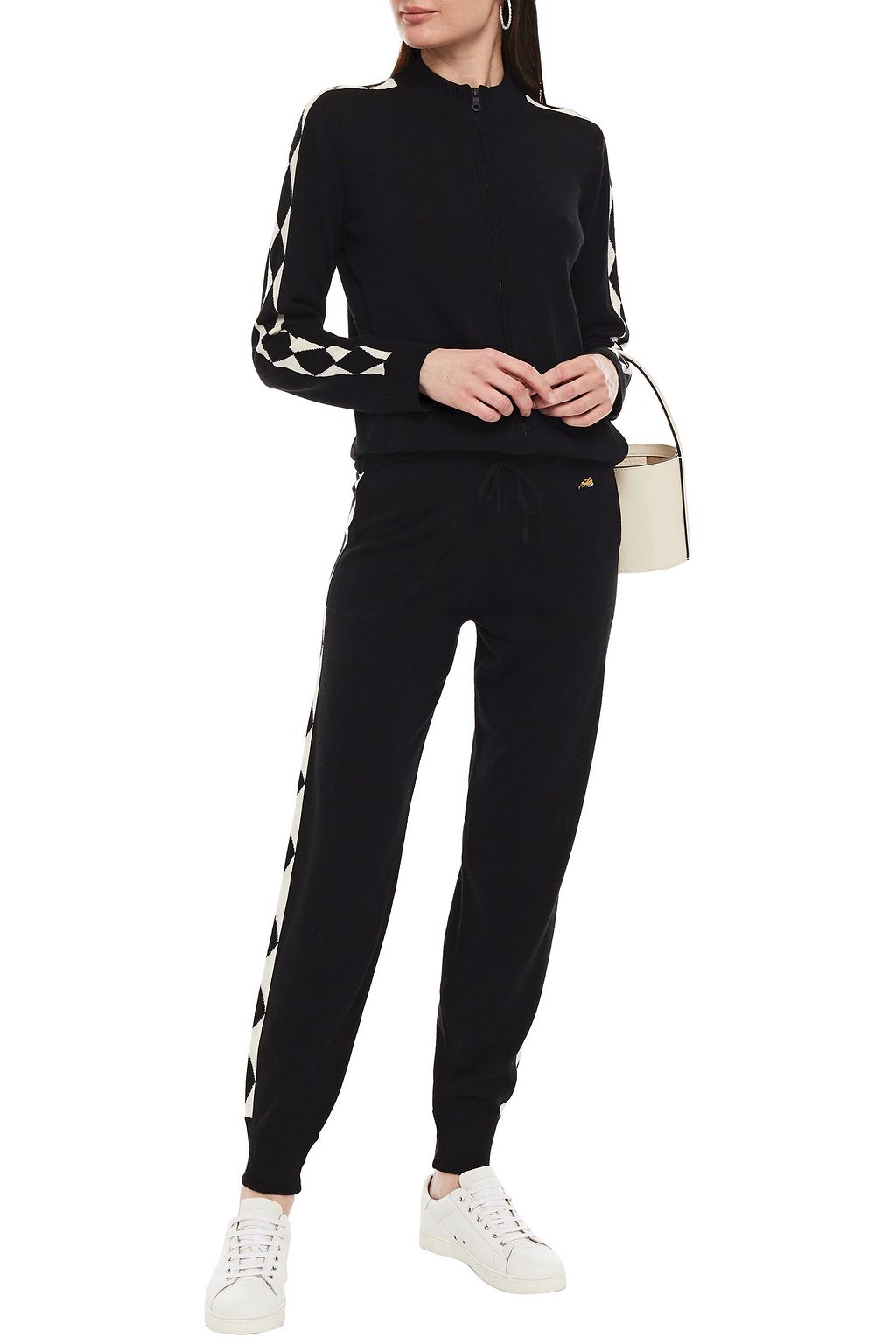BELLA FREUD Harlequin intarsia wool track pants