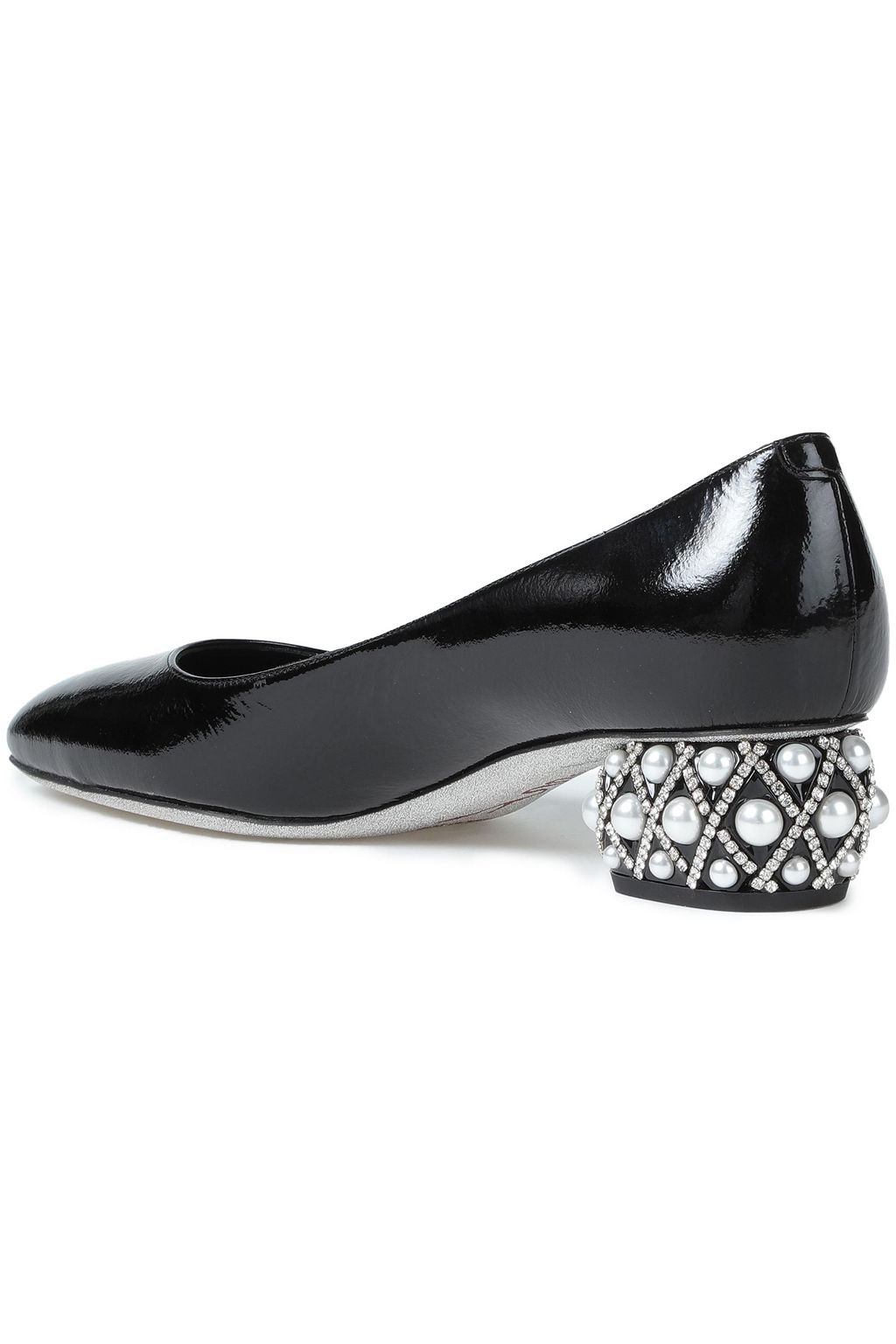 RENE' CAOVILLA Lady Perla embellished patent-leather pumps