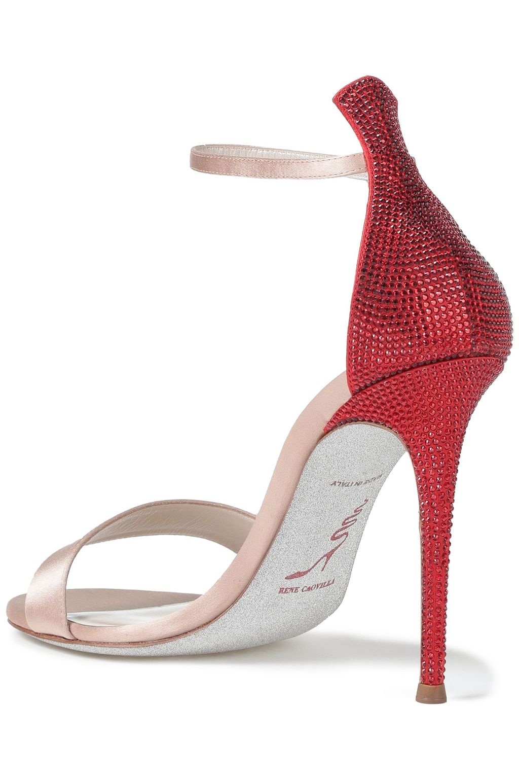 RENE' CAOVILLA Crystal-embellished two-tone satin sandals