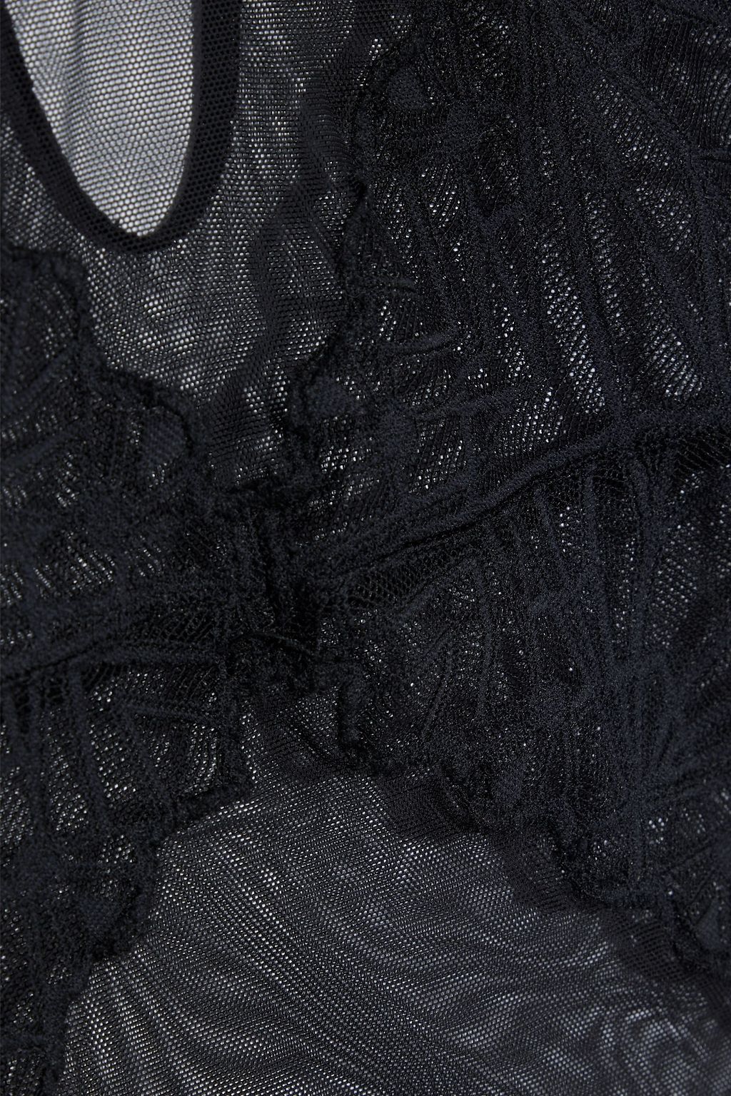 COSABELLA Keira jersey-paneled embroidered stretch-mesh thong bodysuit