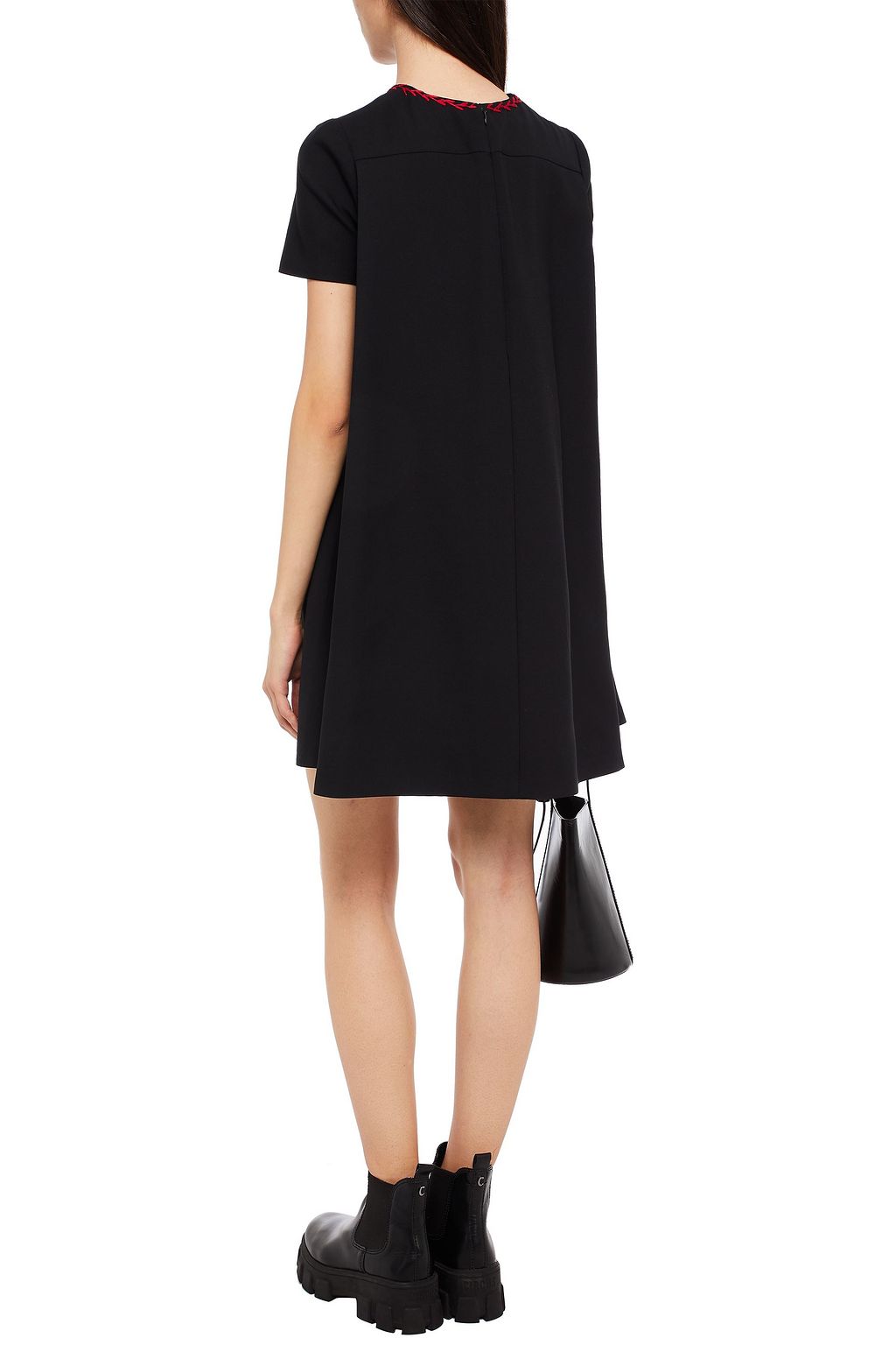 MCQUEEN Embroidered wool-blend crepe mini dress