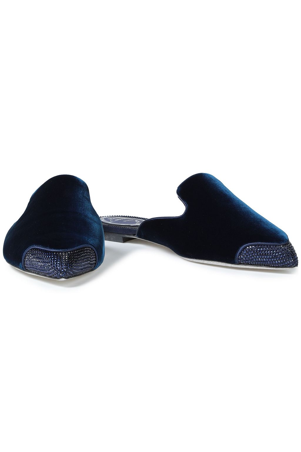 RENE' CAOVILLA Embellished velvet slippers