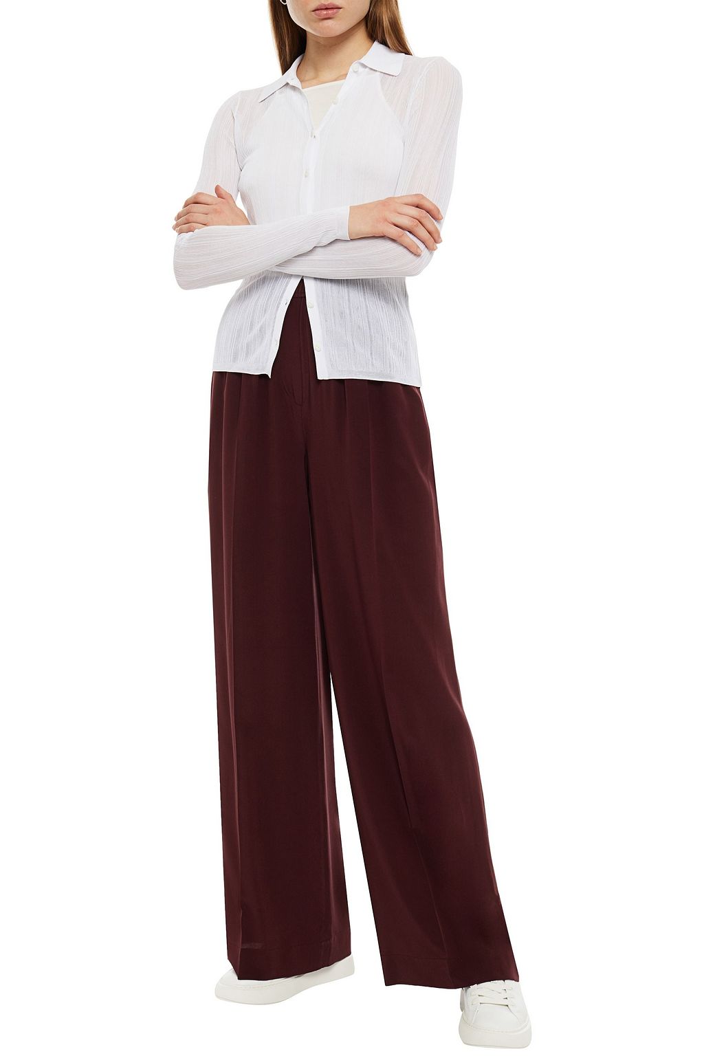 JOSEPH Silk crepe de chine wide-leg pants