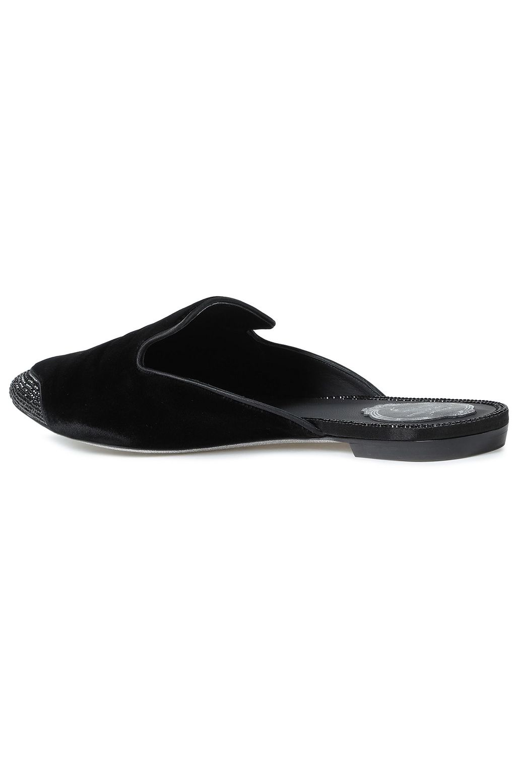 RENE' CAOVILLA Embellished velvet slippers