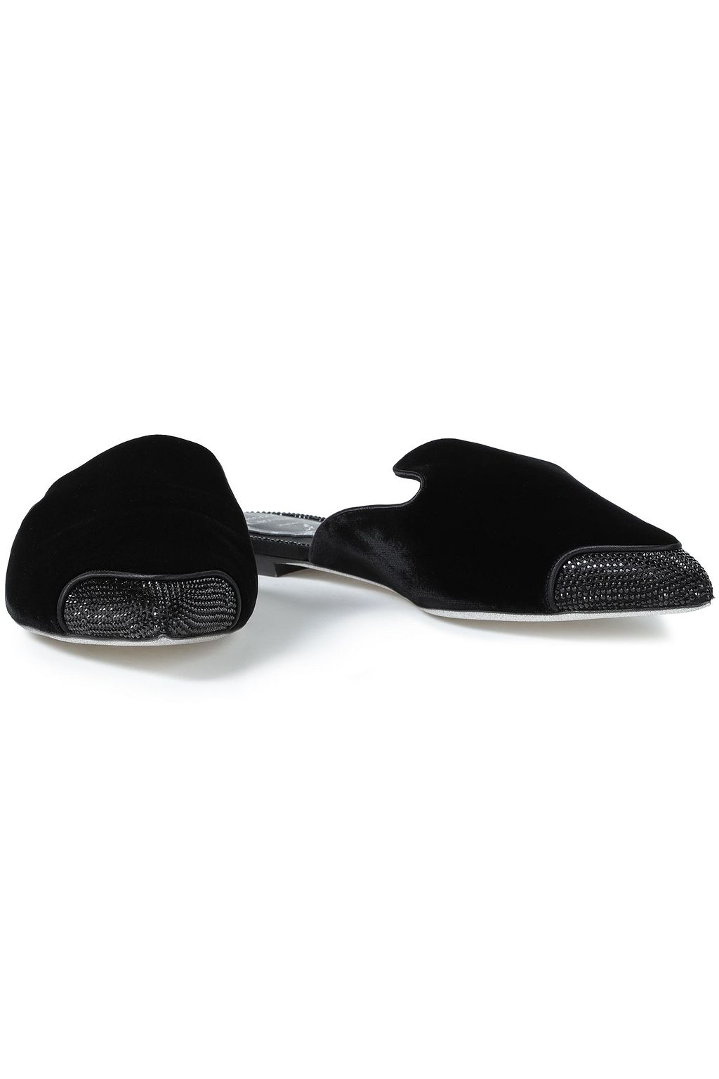 RENE' CAOVILLA Embellished velvet slippers