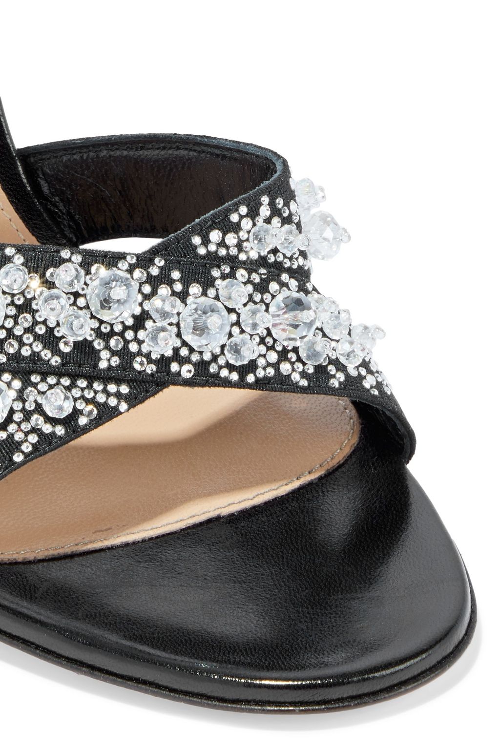 GIANVITO ROSSI 105 embellished elastic and leather sandals