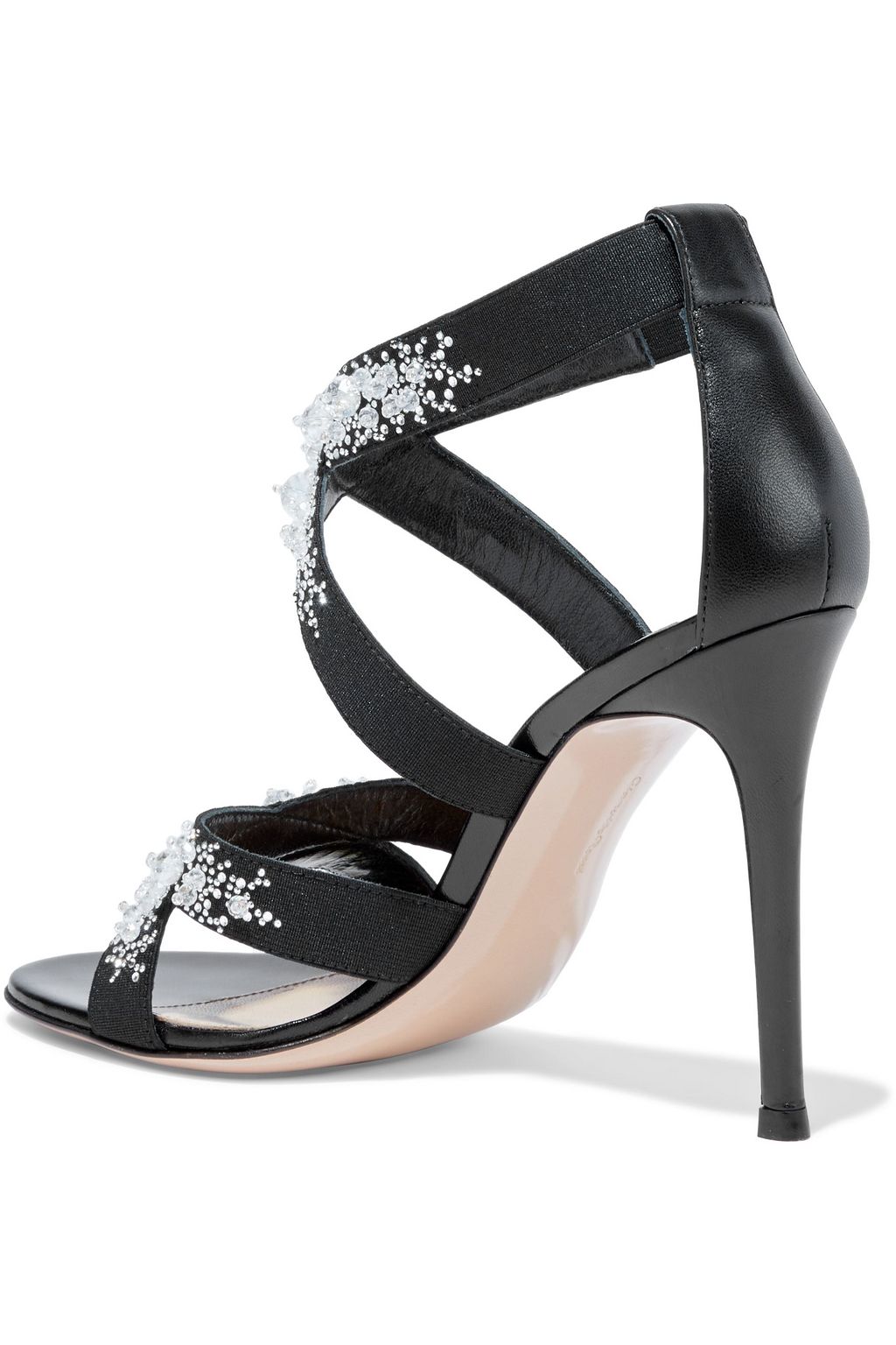 GIANVITO ROSSI 105 embellished elastic and leather sandals