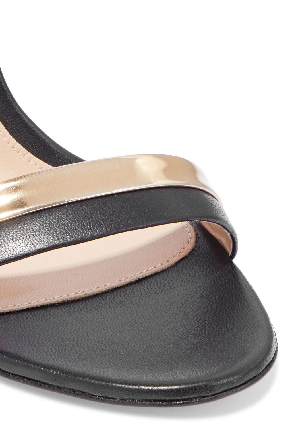 GIANVITO ROSSI Olga smooth and mirrored-leather sandals