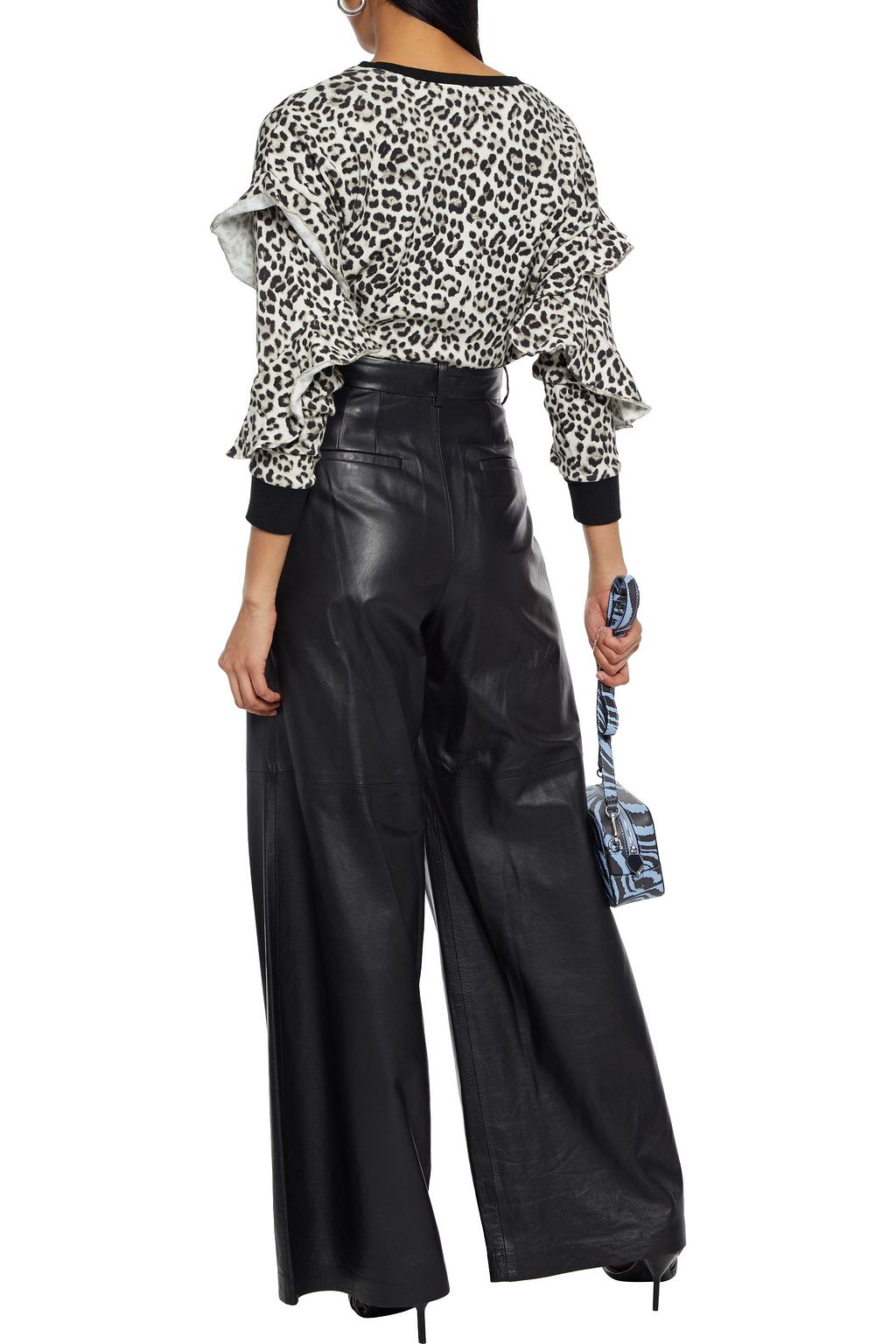 ALICE + OLIVIA Nettie ruffled leopard-print French cotton-terry sweatshirt
