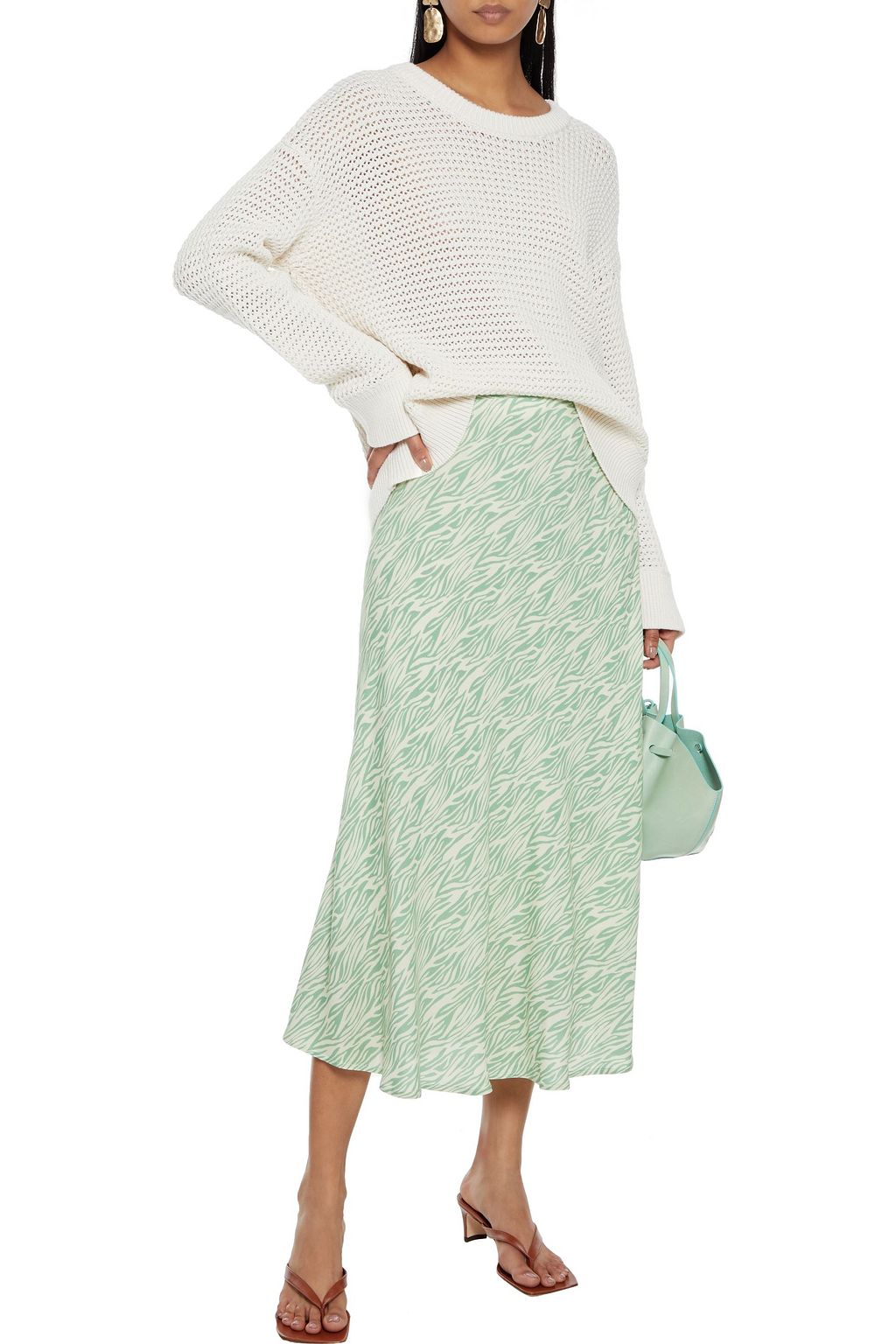 ALICE + OLIVIA Dorla open-knit cotton-blend sweater