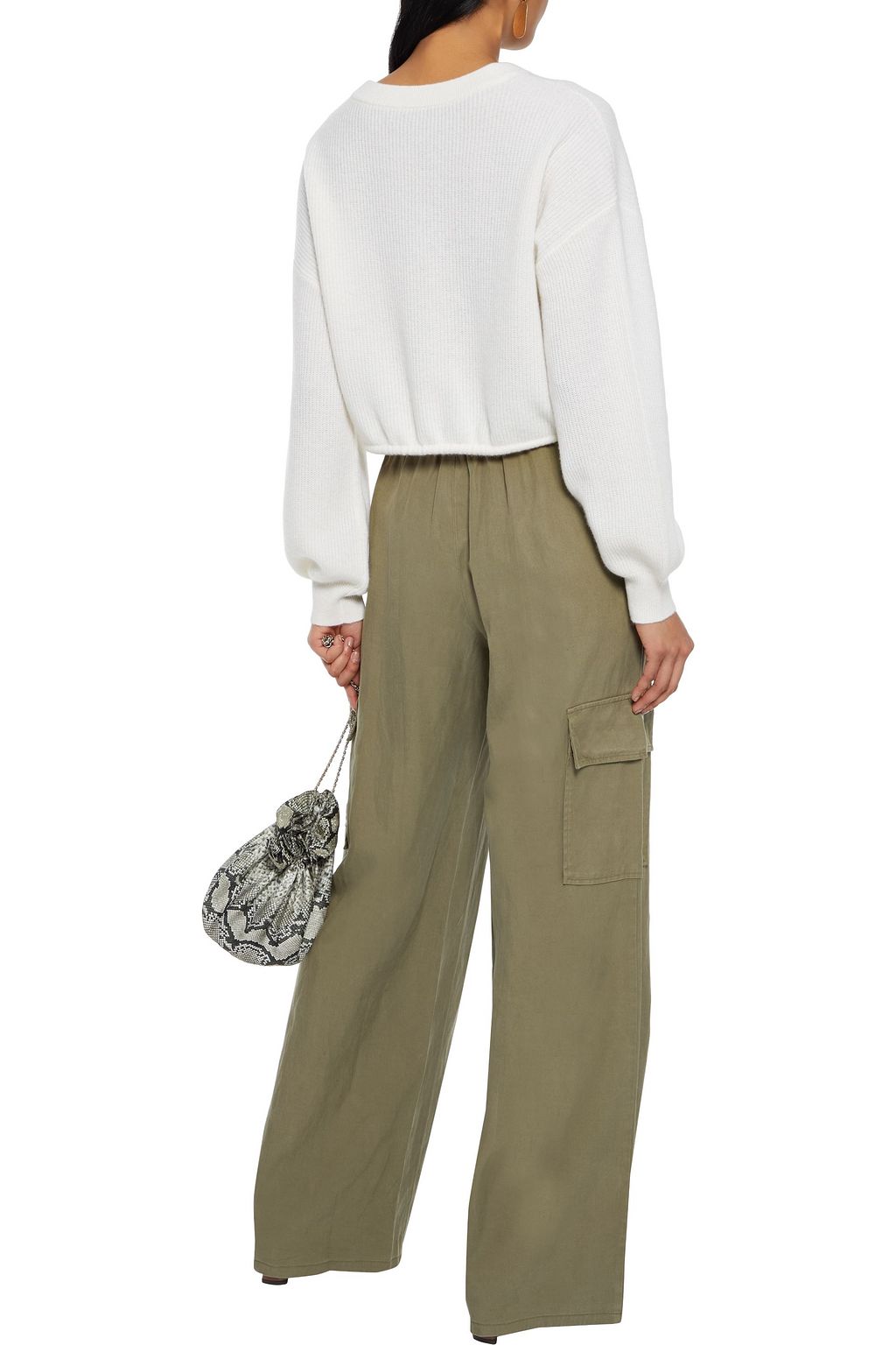 ALICE + OLIVIA Elda slub Lyocell, linen and cotton-blend wide-leg pants