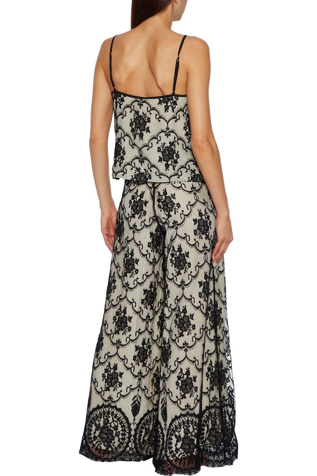 MYLA Cassland Road layered silk-blend Leavers lace and crepe de chine camisole
