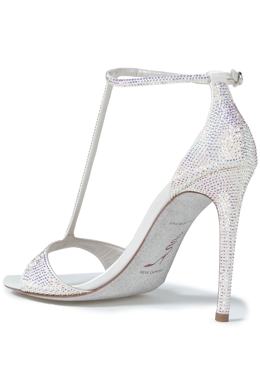 RENE' CAOVILLA Crystal-embellished satin sandals