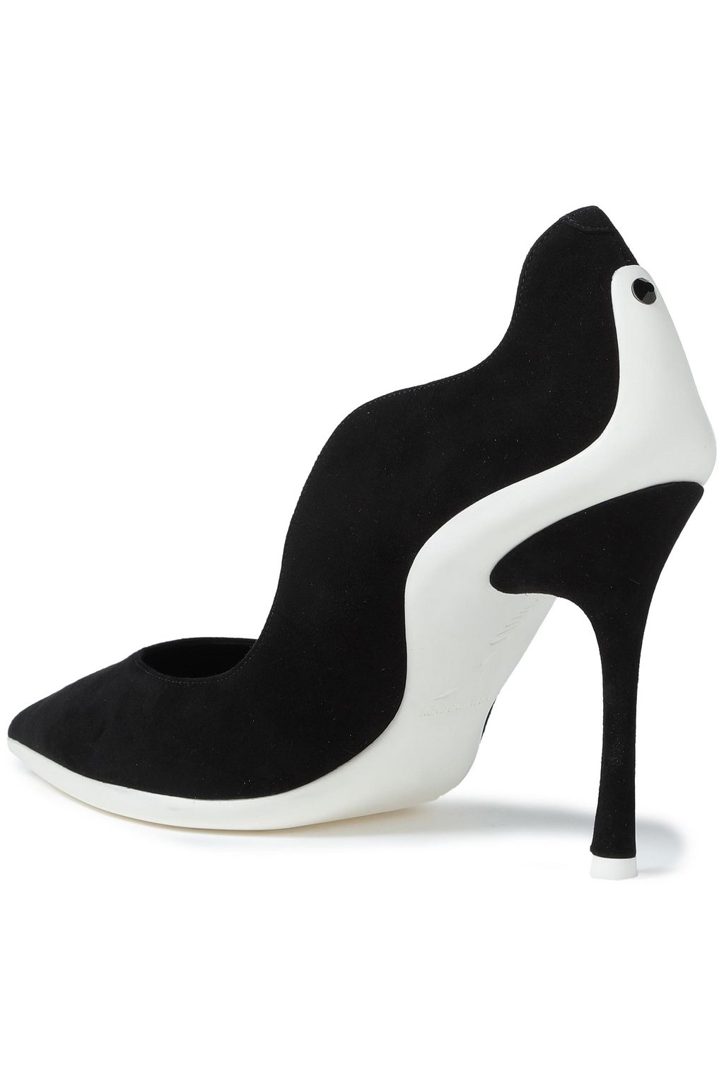 RENE' CAOVILLA Embellished two-tone suede pumps