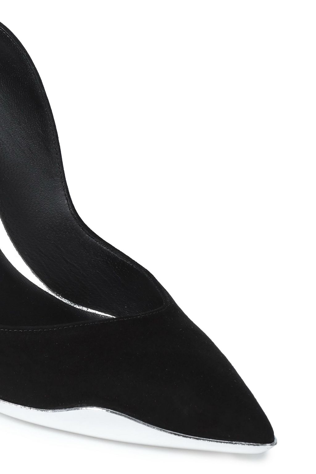 RENE' CAOVILLA Metallic leather-trimmed suede pumps