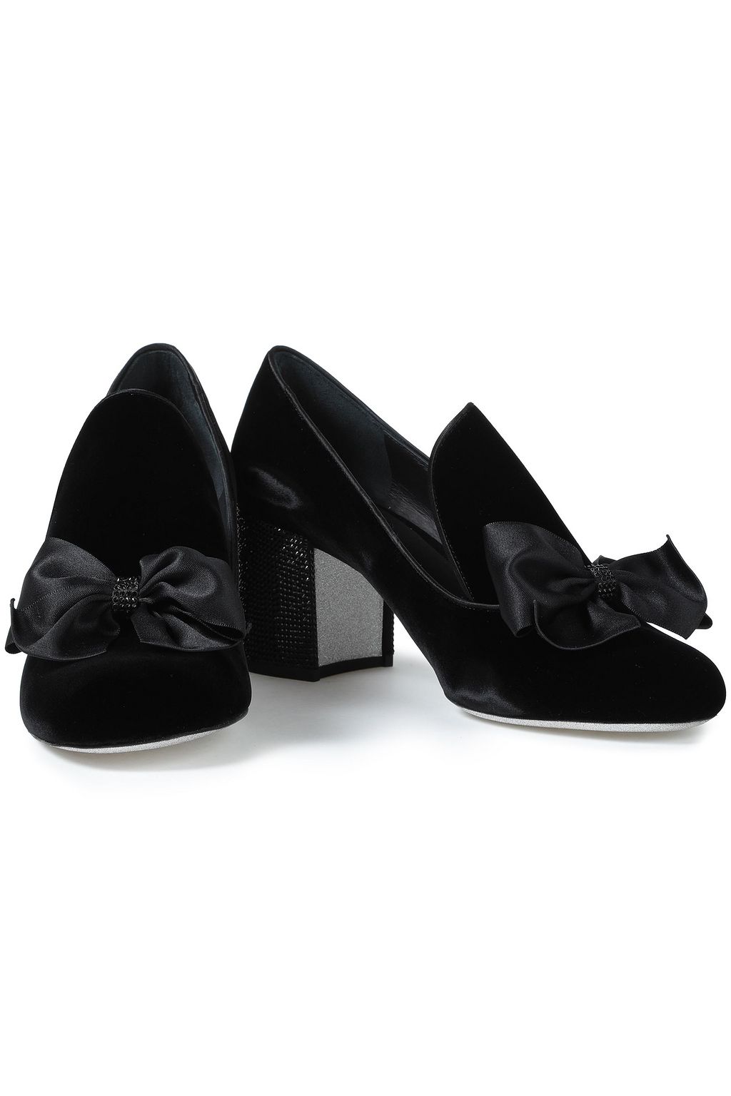 RENE' CAOVILLA Embellished velvet pumps