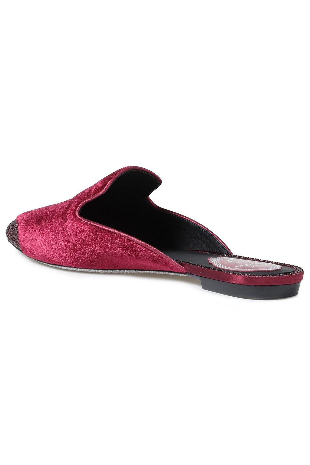 RENE' CAOVILLA Embellished velvet slippers
