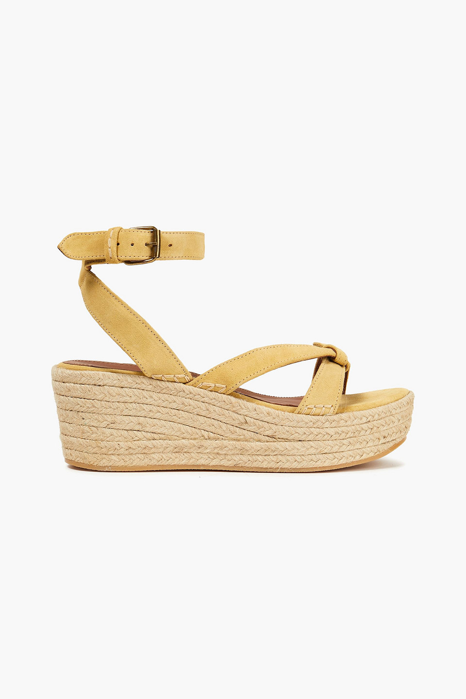 Ba&sh Candella knotted suede espadrille wedge sandals
