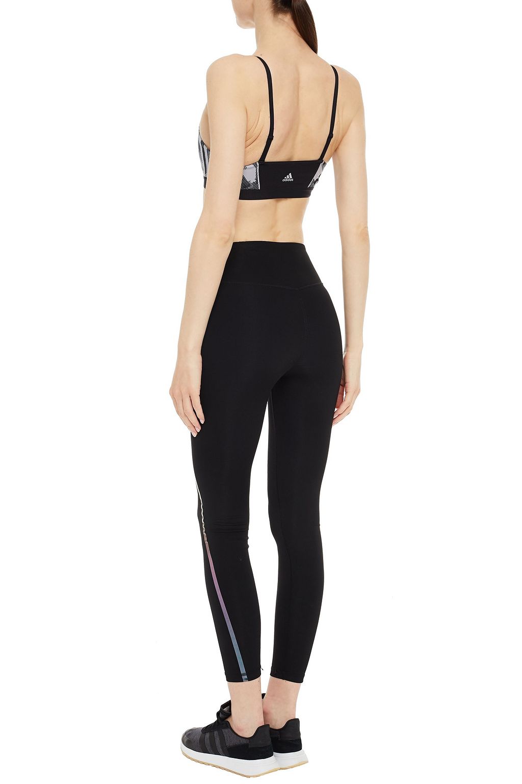 ADIDAS Mesh-paneled printed stretch sports bra