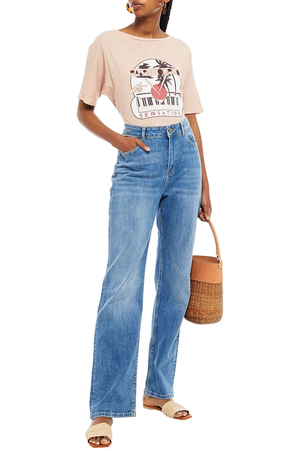 BA&SH Faded high-rise straight-leg jeans