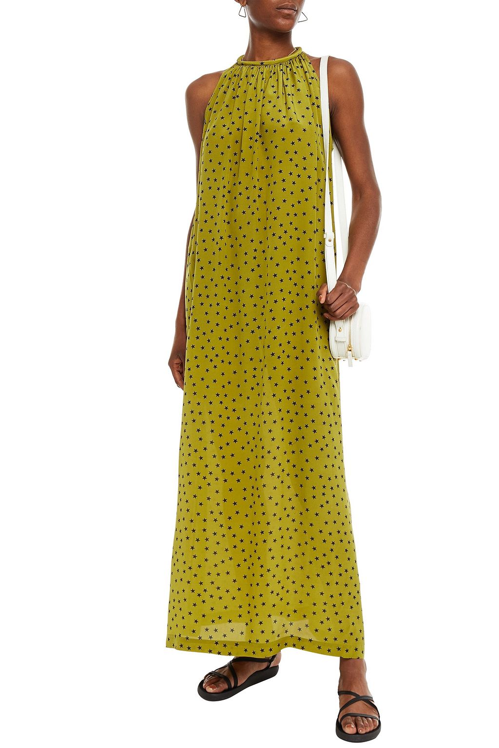 BELLA FREUD Edie gathered printed silk crepe de chine maxi dress