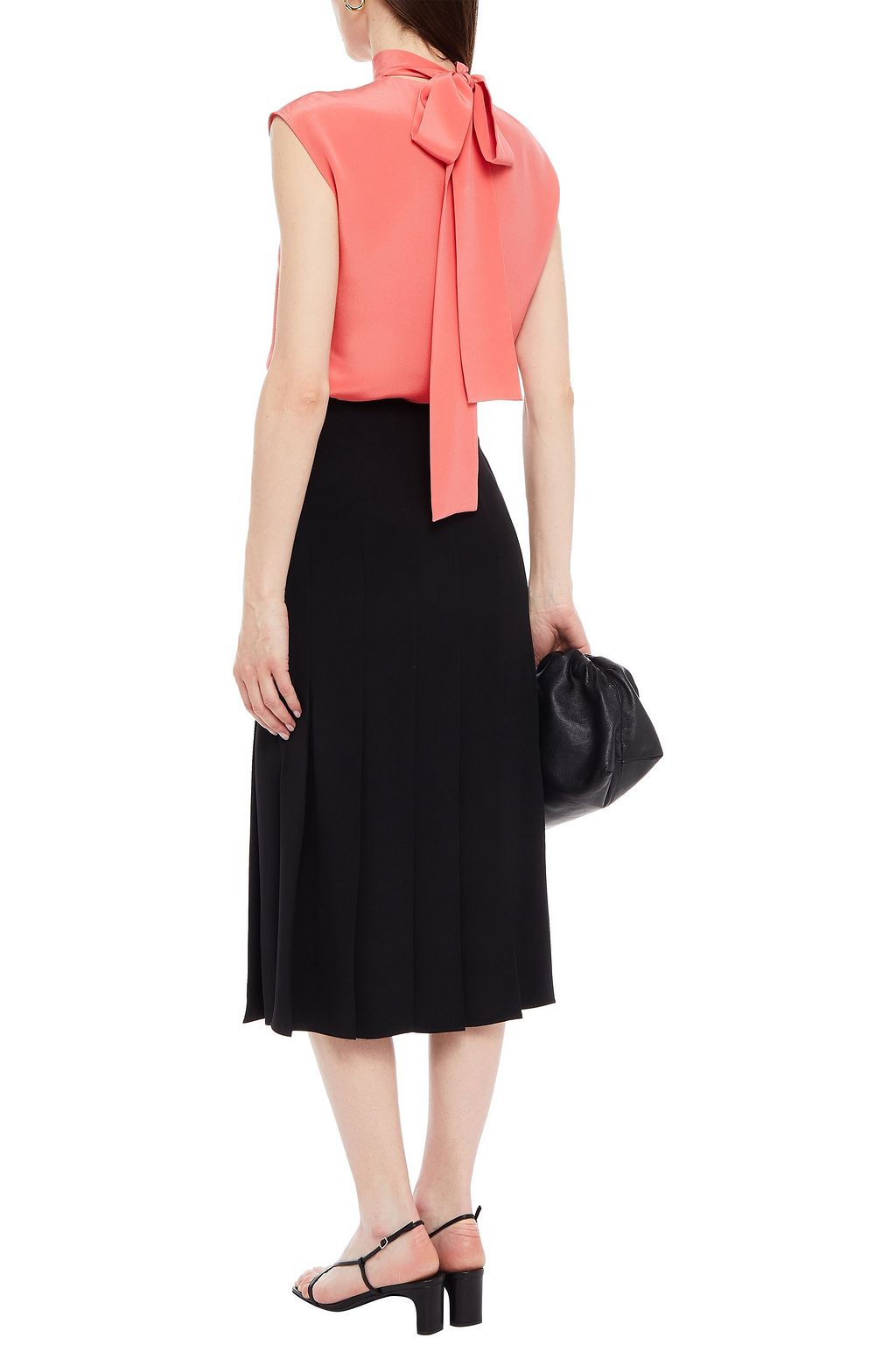 JOSEPH Pleated silk-satin midi skirt