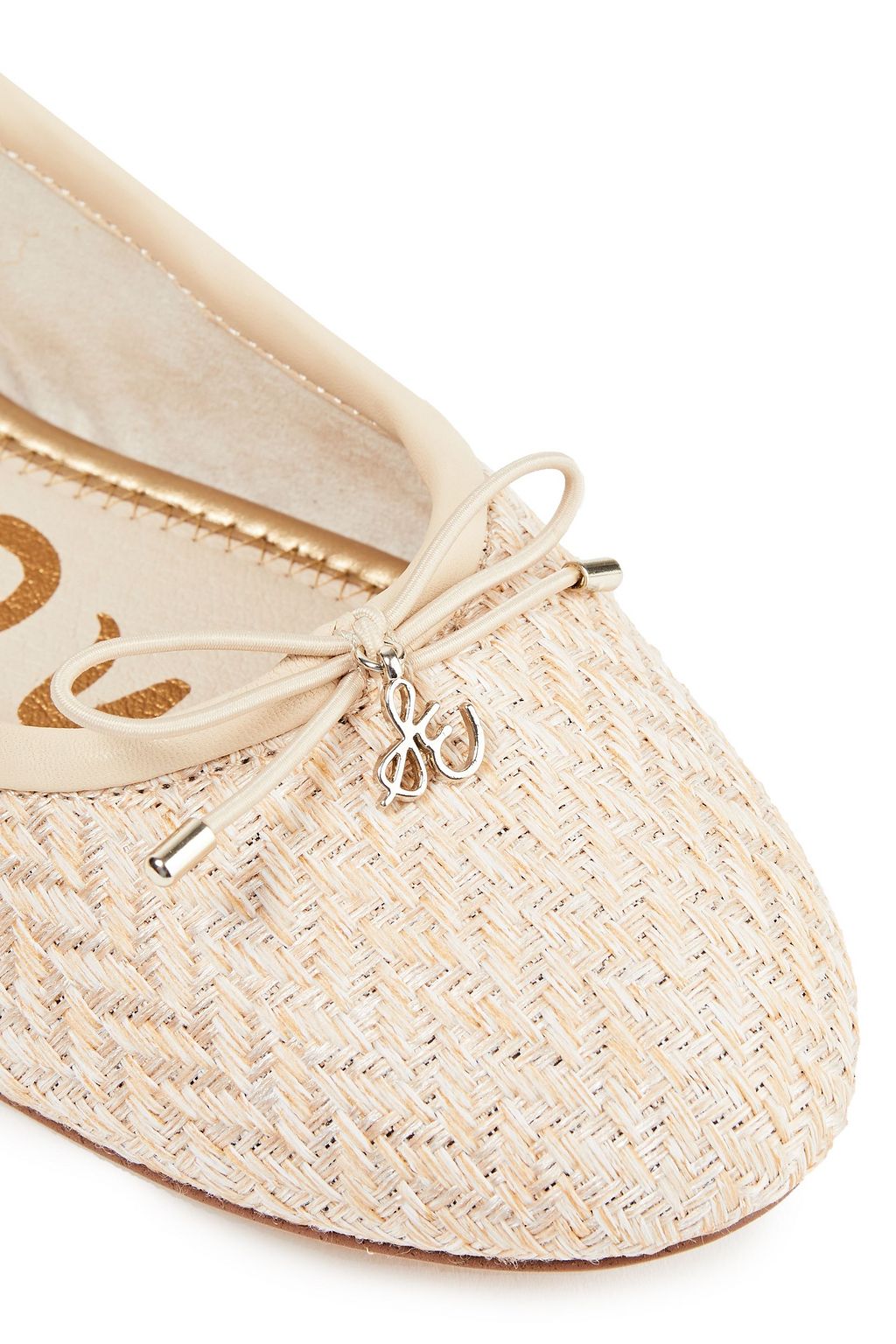 SAM EDELMAN Leather-trimmed woven ballet flats