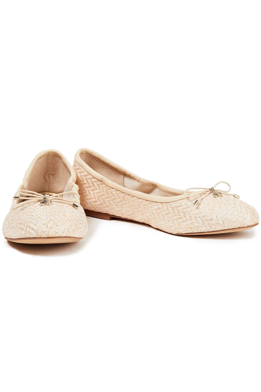 SAM EDELMAN Leather-trimmed woven ballet flats
