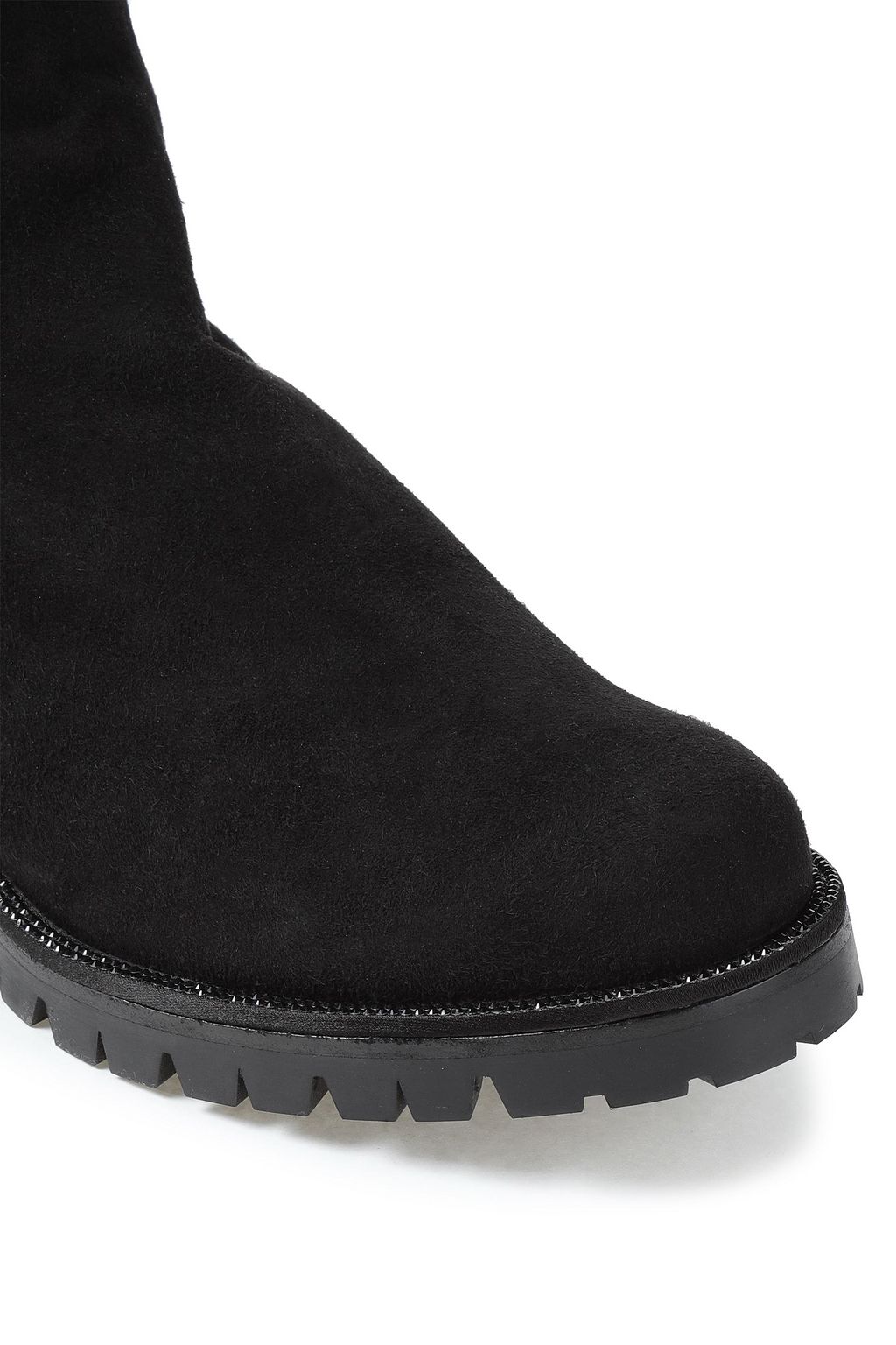 RENE' CAOVILLA Crystal-embellished stretch-suede thigh boots