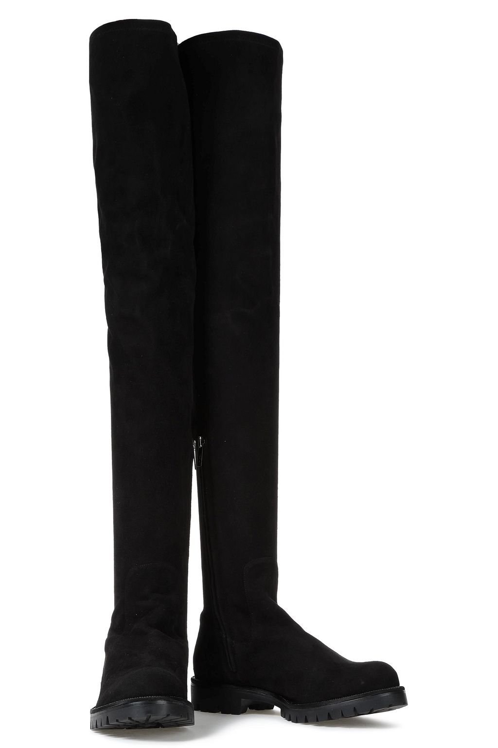 RENE' CAOVILLA Crystal-embellished stretch-suede thigh boots