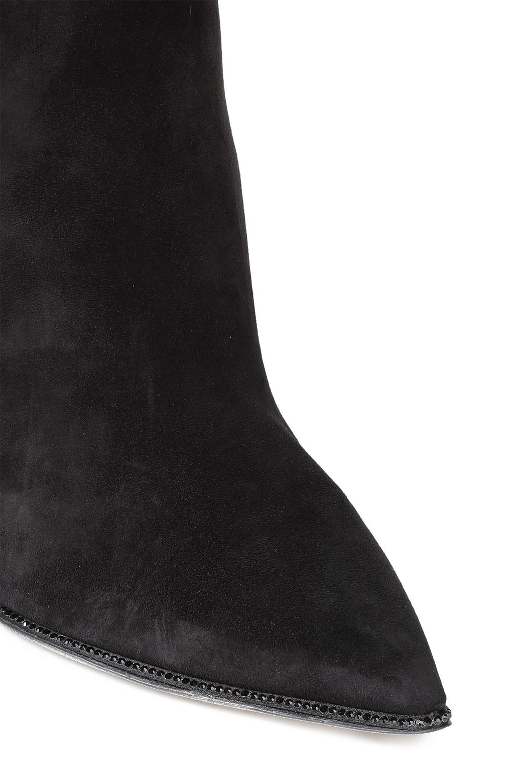 RENE' CAOVILLA Crystal-embellished suede knee boots