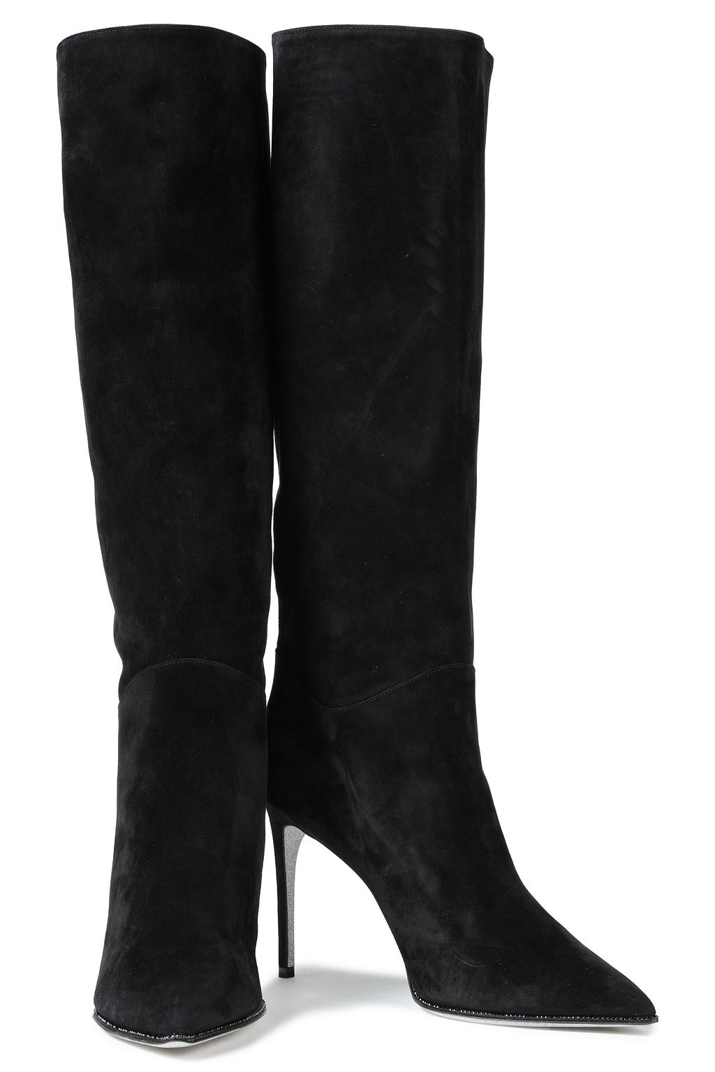 RENE' CAOVILLA Crystal-embellished suede knee boots