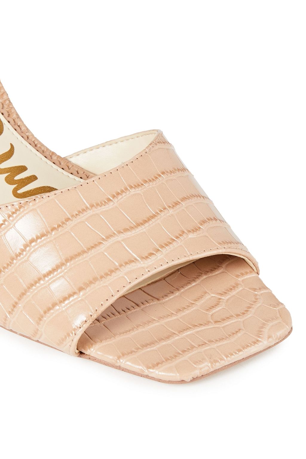 SAM EDELMAN Croc-effect leather wedge mules