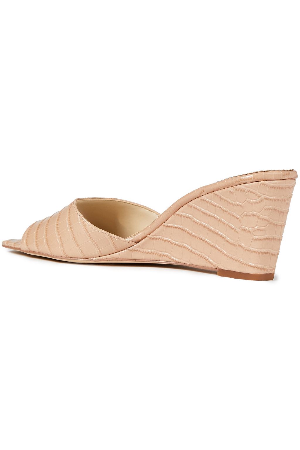 SAM EDELMAN Croc-effect leather wedge mules