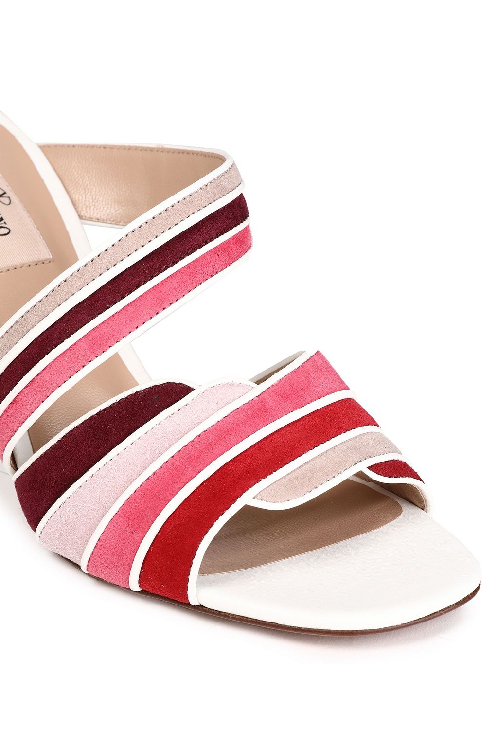 VALENTINO GARAVANI Mules aus Veloursleder und Leder in Colour-Block-Optik