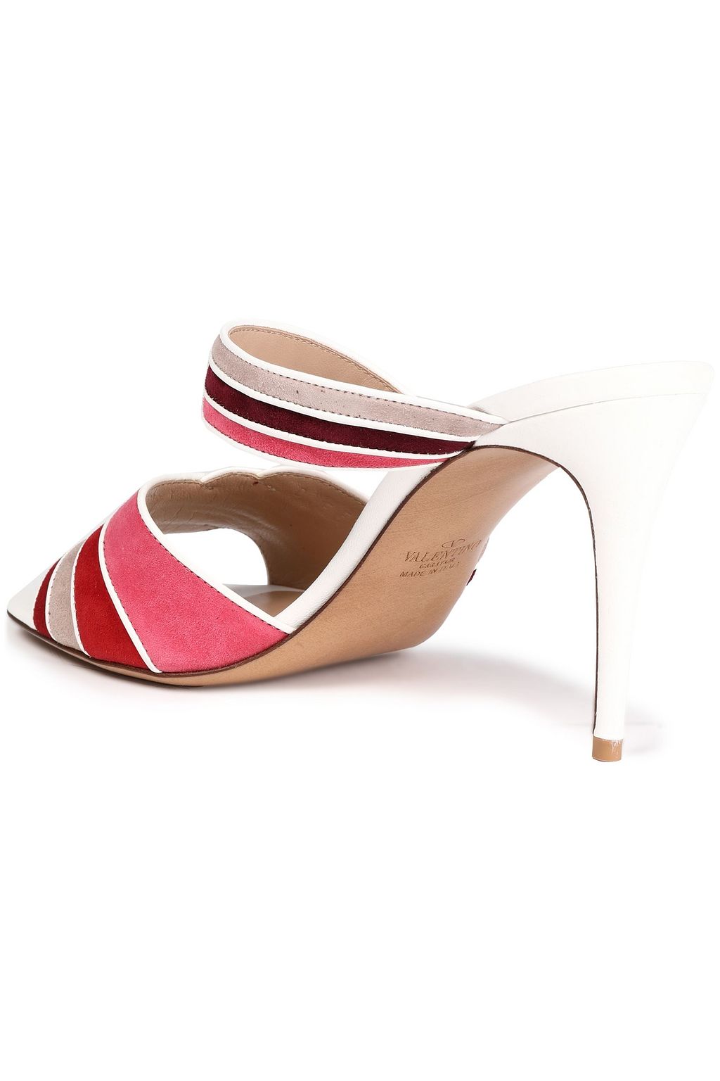 VALENTINO GARAVANI Mules aus Veloursleder und Leder in Colour-Block-Optik