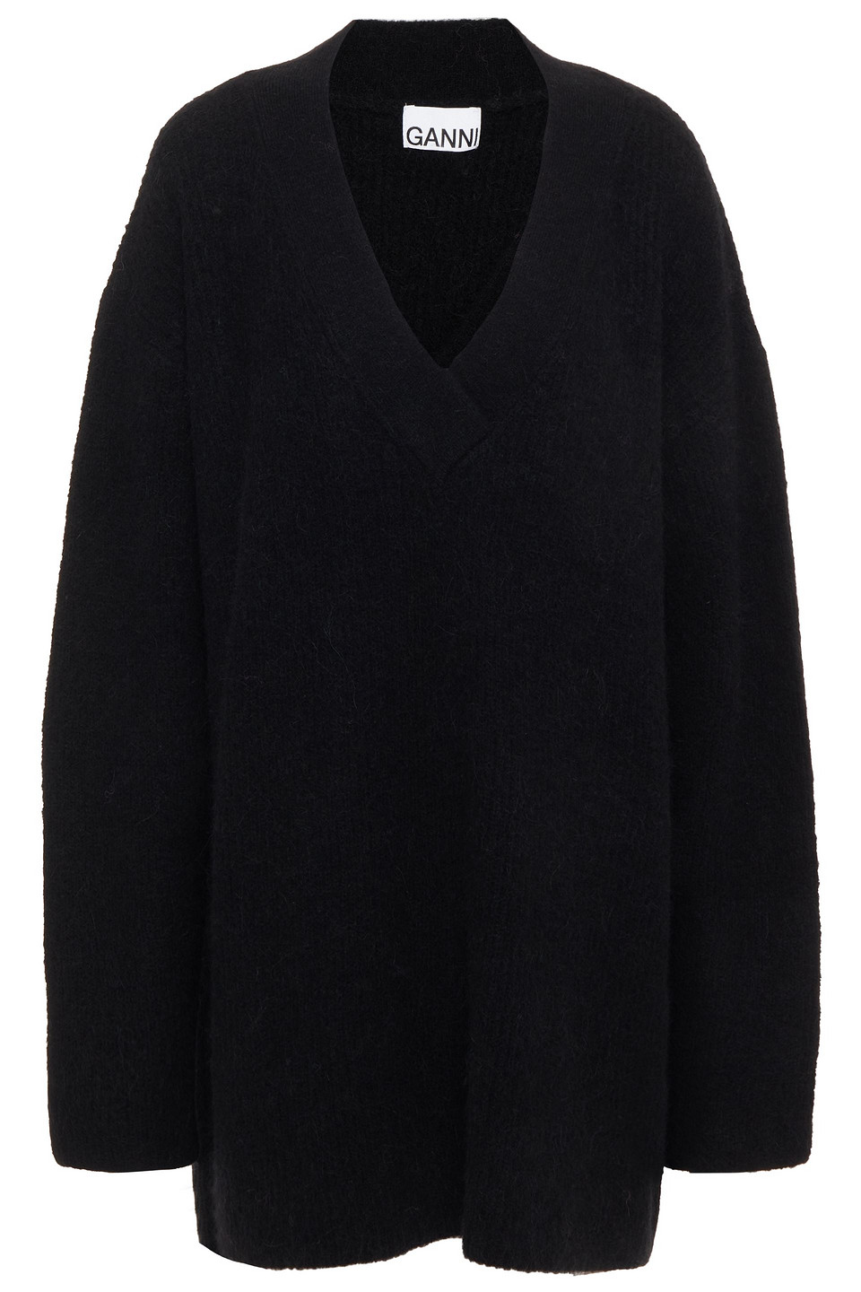 Ganni Woman Brushed Ribbed-knit Sweater Black Size XXS