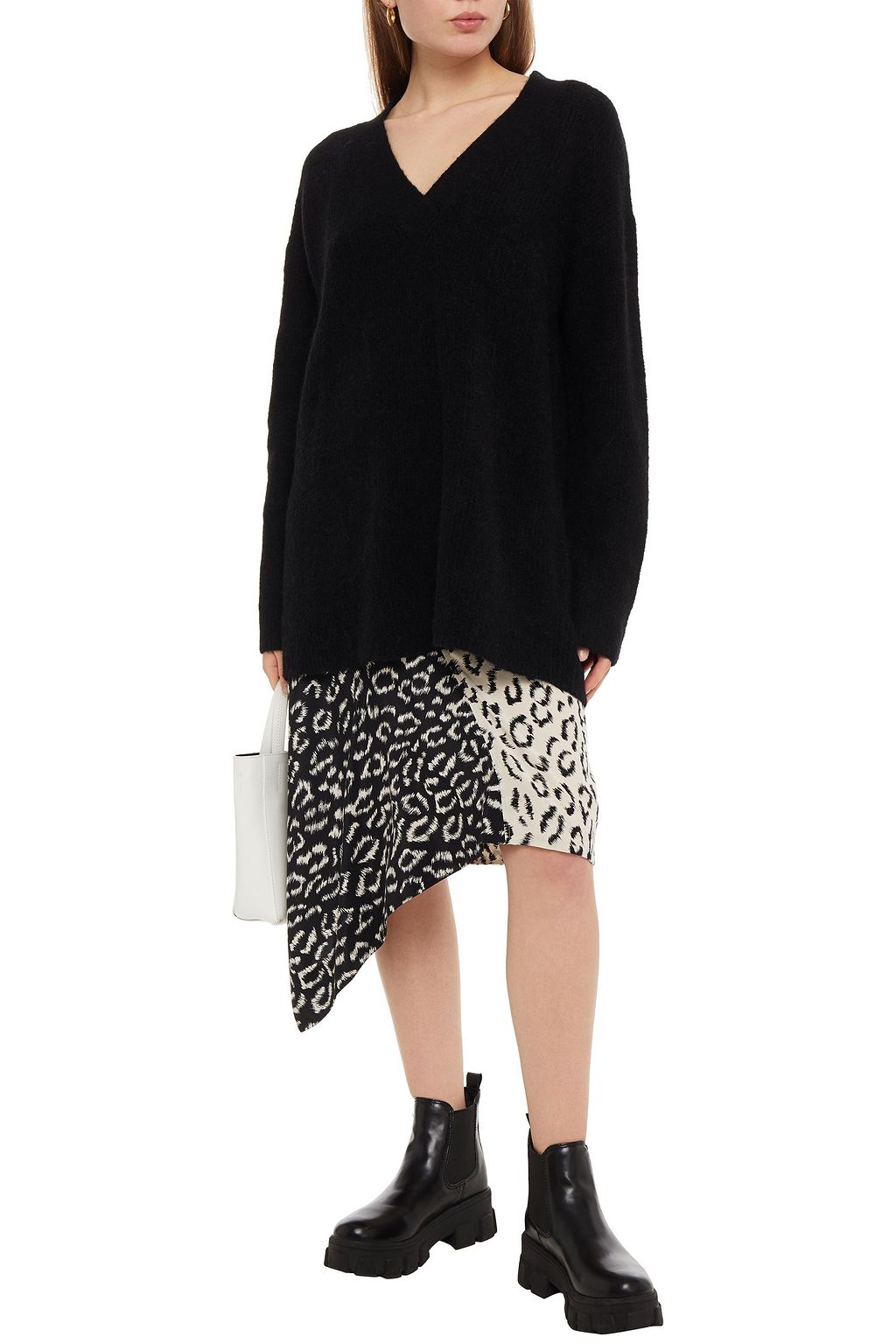 GANNI Brushed ribbed-knit sweater