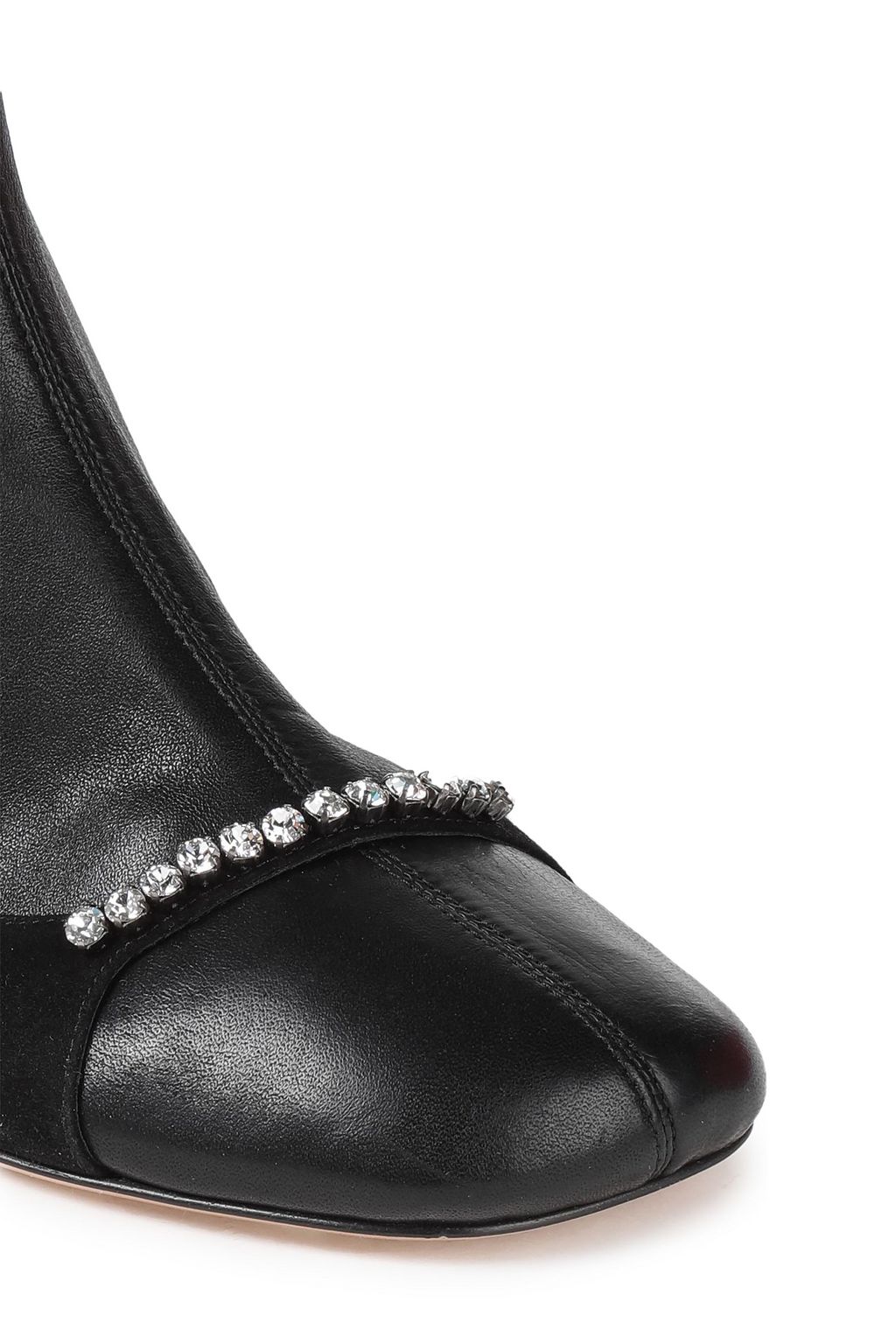 VALENTINO GARAVANI Embellished suede-paneled leather ankle boots