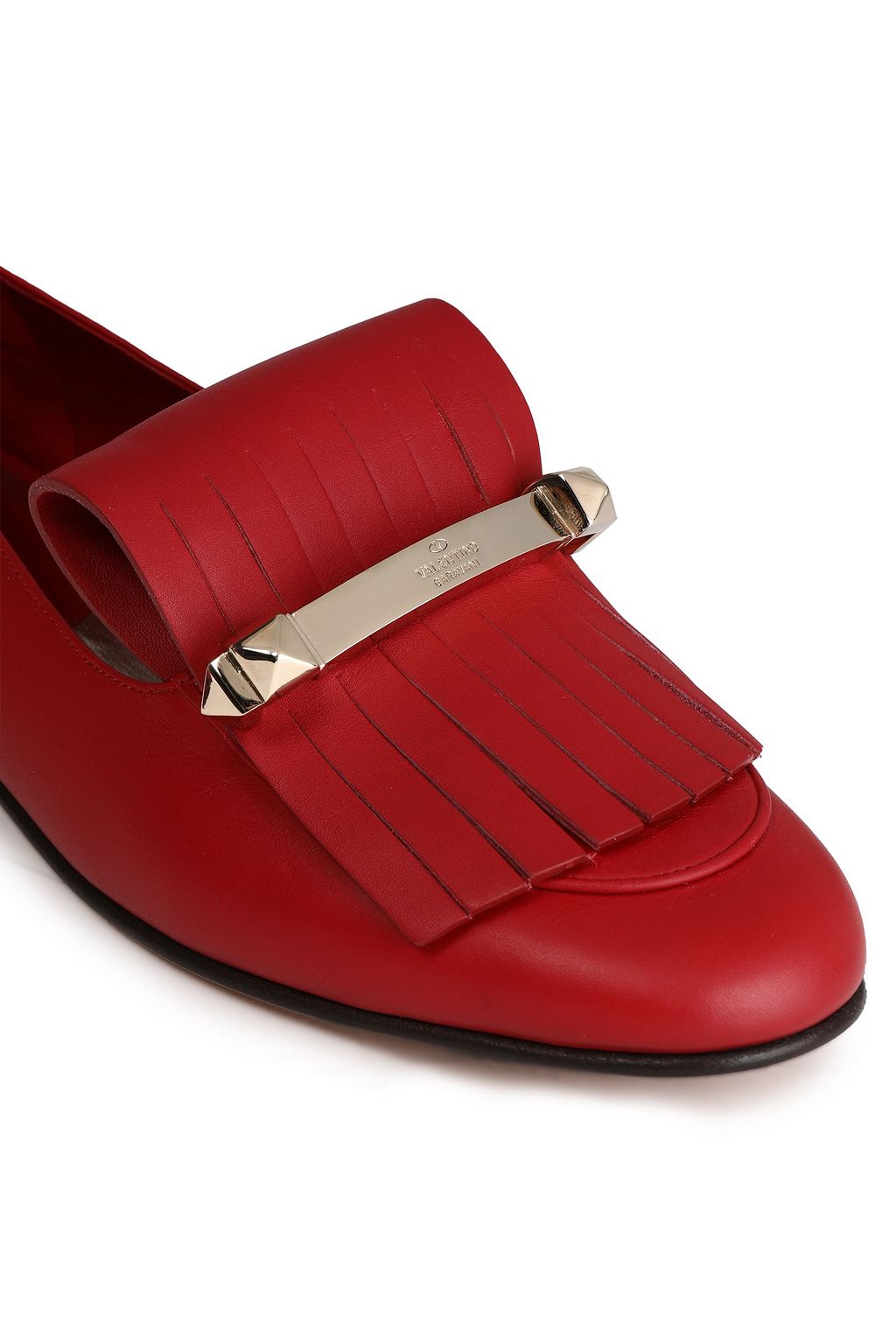 VALENTINO GARAVANI Uptown embellished fringed leather loafers