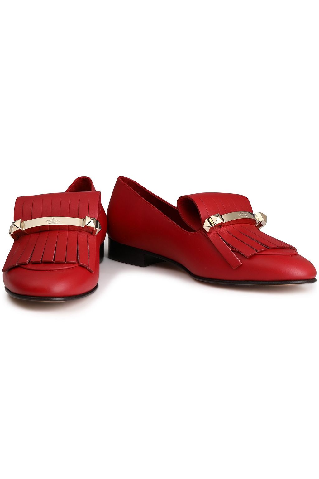 VALENTINO GARAVANI Uptown embellished fringed leather loafers