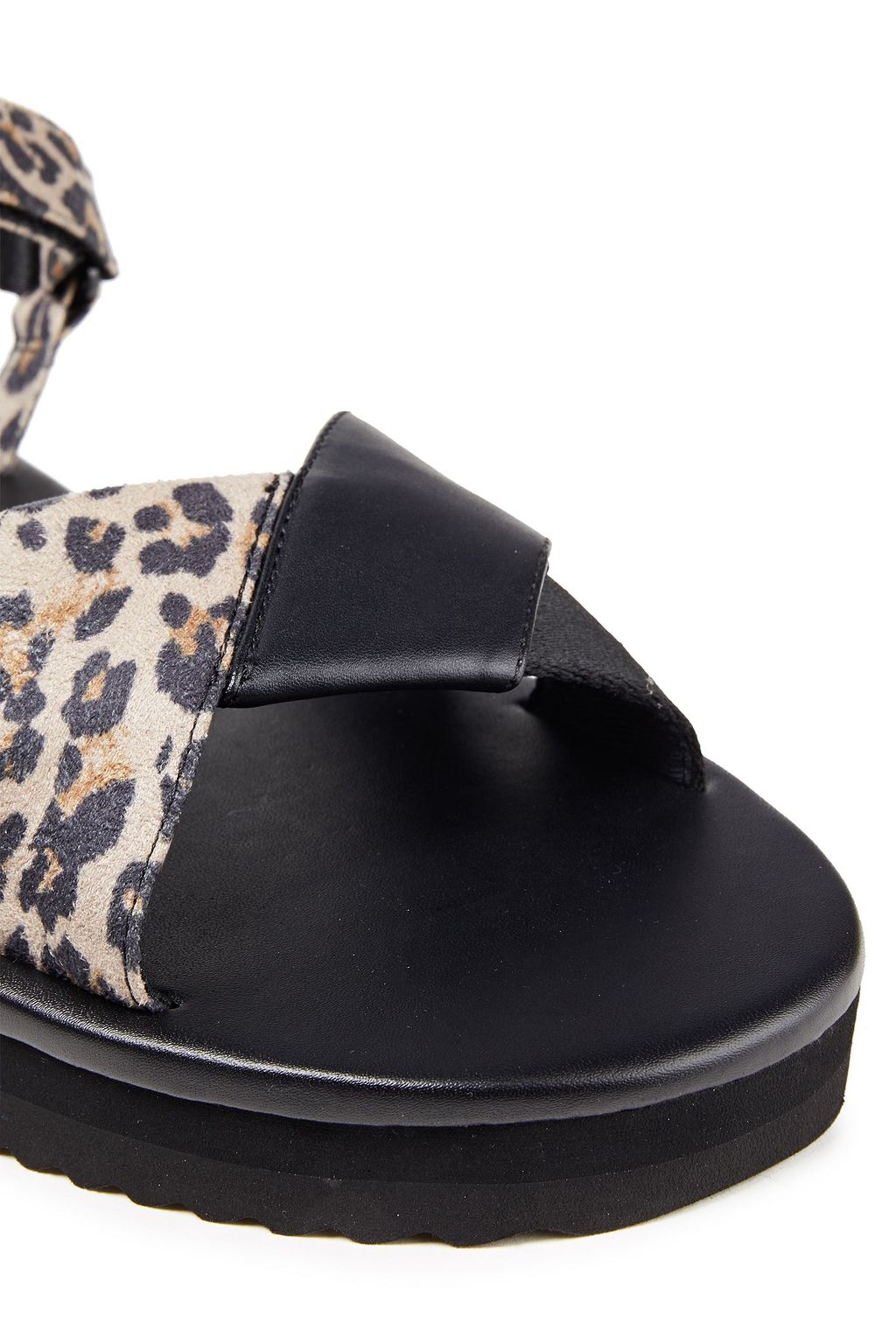 KATE SPADE NEW YORK Faux leather and leopard-print faux suede sandals